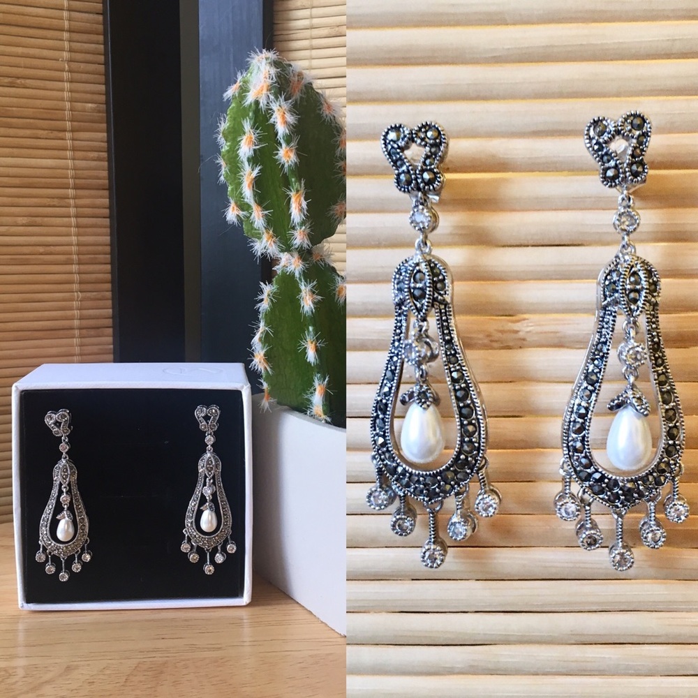 Crystals + Pearl Chandelier Earrings